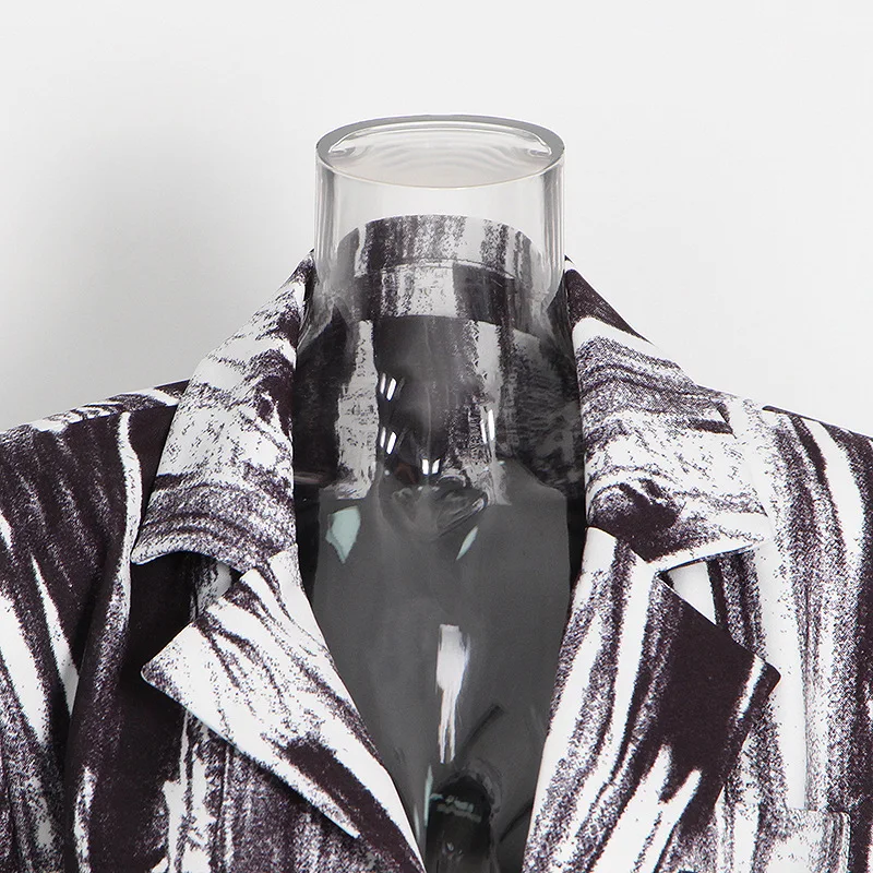 HKSH Autunno Nuove donne Design di nicchia Blazer stampato Tasche con bottone singolo Colletto rovesciato Elegante cappotto alla moda High Street HK9049