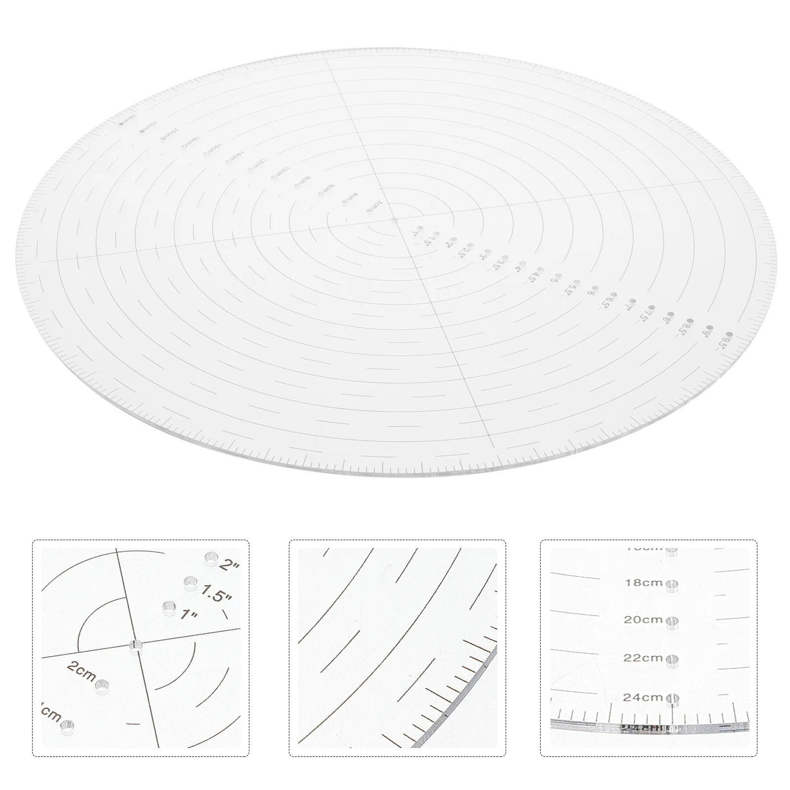 

Clear 10Inch Acrylic Ruler For Sewing Quilting Circular Center Accurate Scales Portable Lightweight Craft Projects