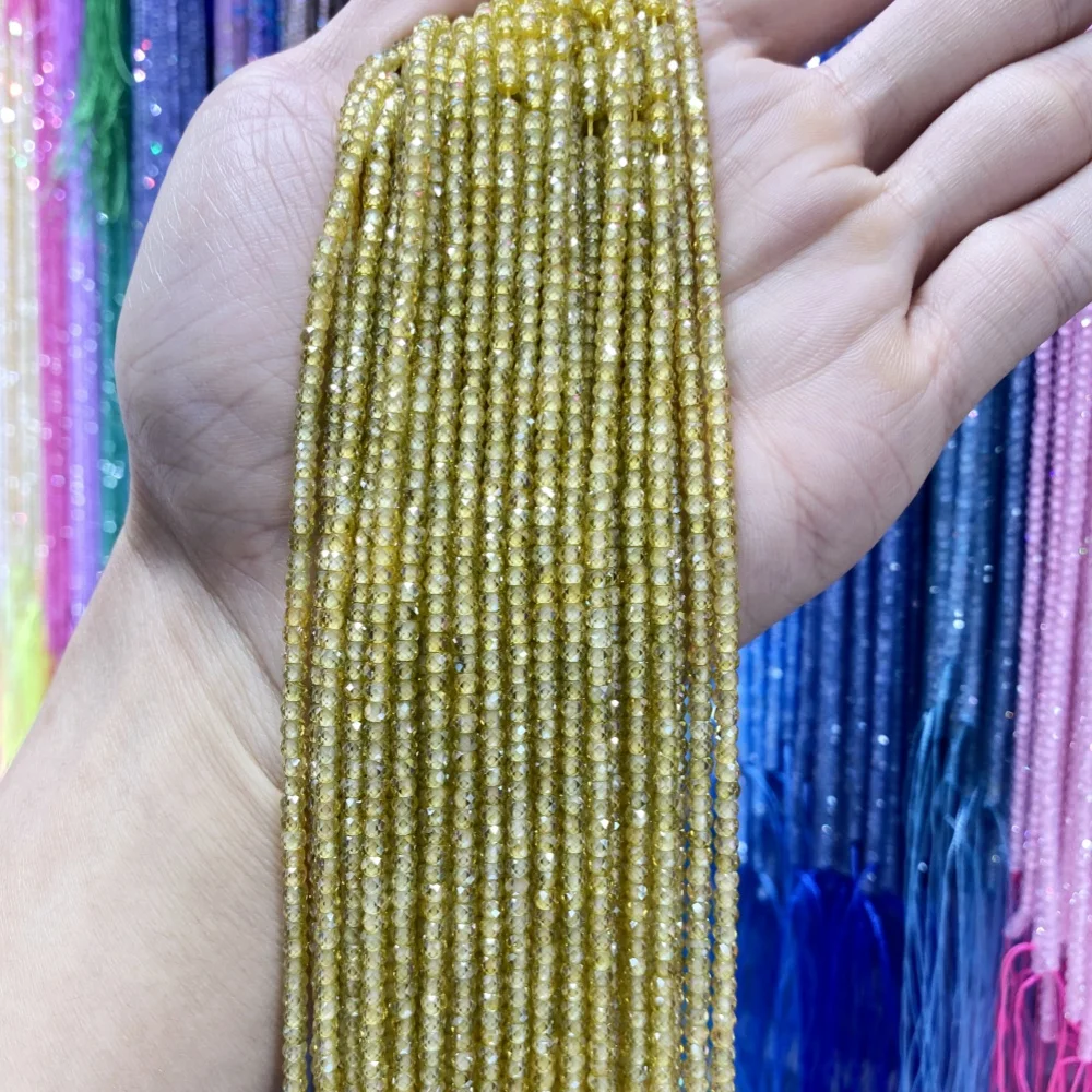 Natural 2x3MM Faceted Zircon Stone Beads Natural Stone Loose Beads for Jewelry Making Diy Bracelet Accessories