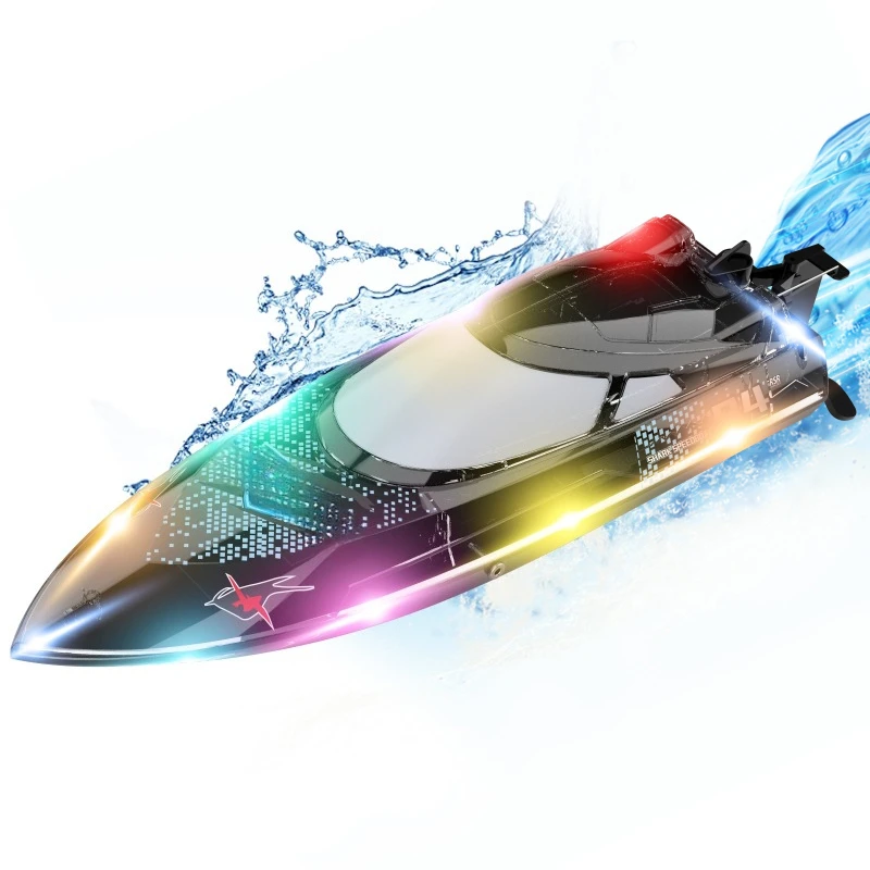 

Children's toy remote control boat lights capsize reset motorboat