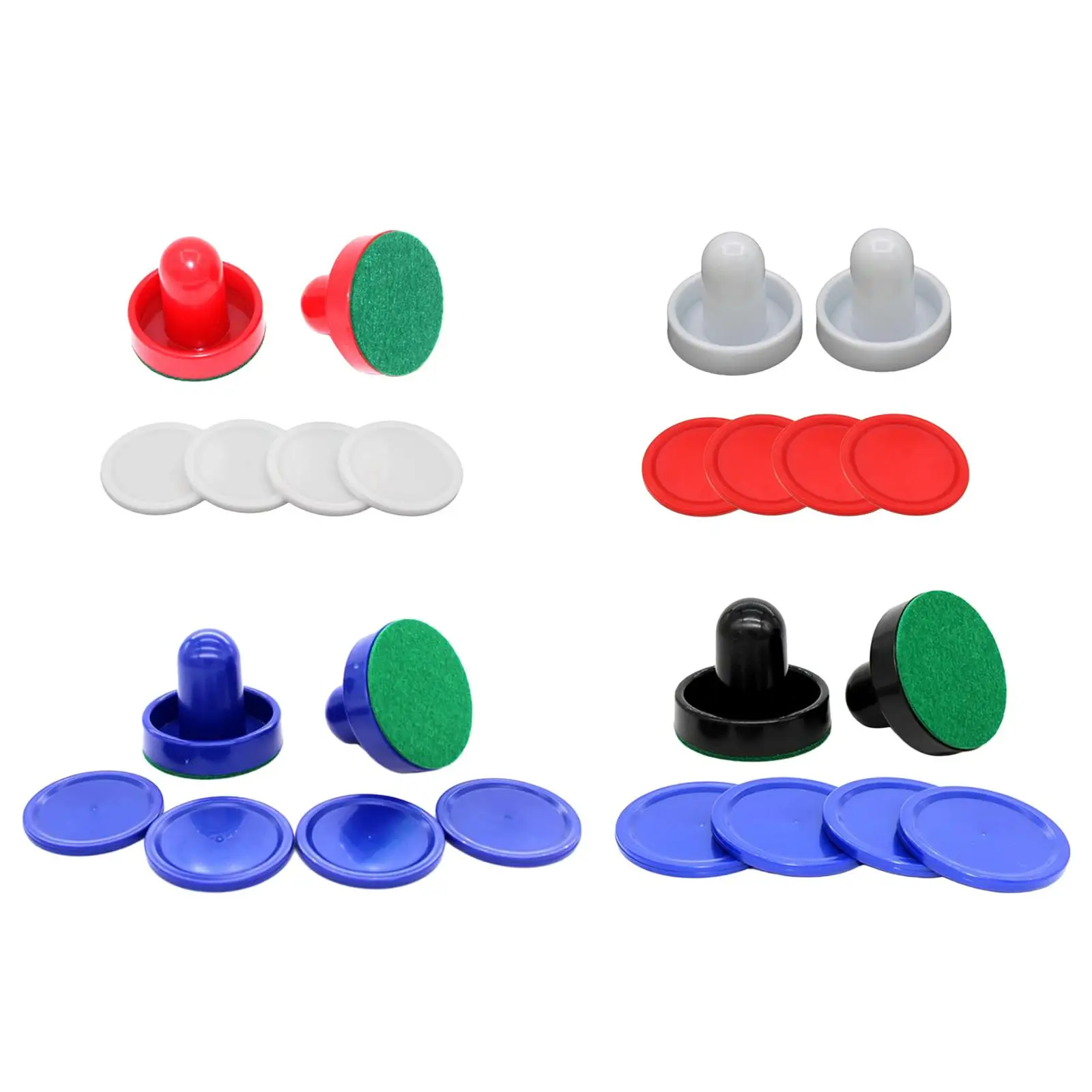 Goal Handles Pushers, 2x Air Hockey Pushers and 4x Air Hockey Pucks, Family Game Game Tables Green Felt Air Hockey Slider