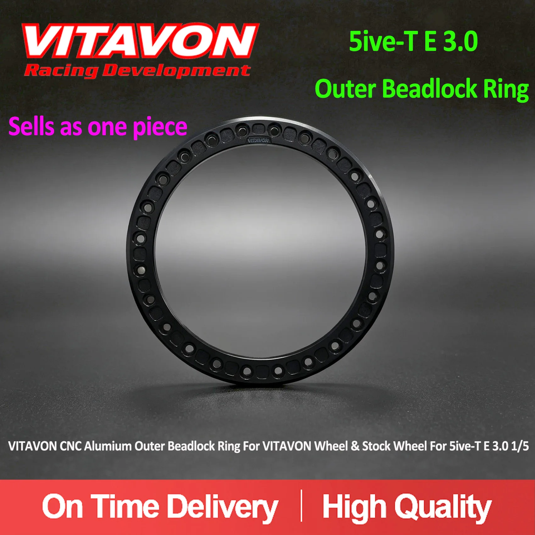 VITAVON Outer Beadlock Lock Ring Fits with Pro-line Beadlock Wheel &VITAVON Beadlock Wheel For Losi 5ive-T E 3.0 1/5