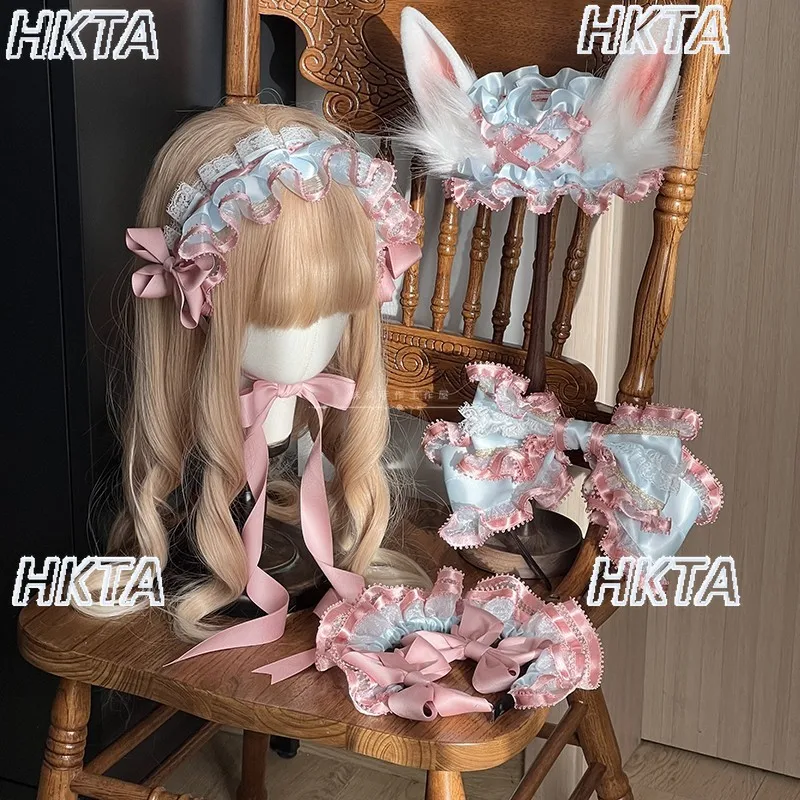 Handmade Lolita Girls Handmade Pink Blue KC Headband Gothic Performance Cosplay Little BNT Hat Halloween Christmas Accessories