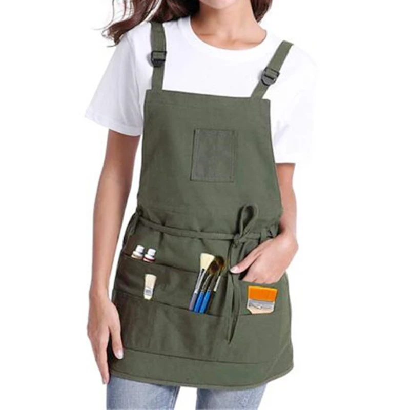 1Pcs Waterproof Apron Painting Drawing Bib Classical Kitchen Apron Universal Barista Pockets Barber Cook Waiter Adjustable Apron