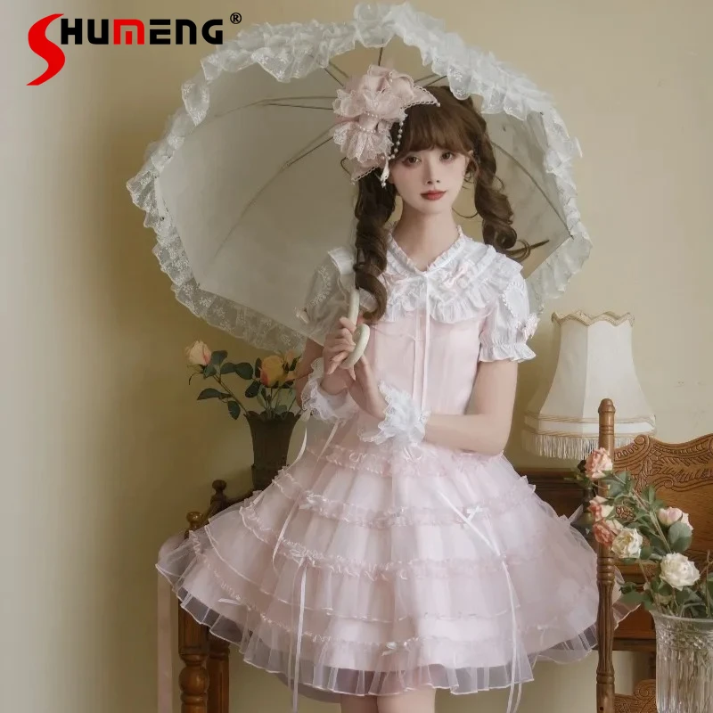 

Vintage Style Luxury Craftsmanship Adorable Doll Collar Shirt Dress 2 Piece Set Sweet Princess Mini Dresses Women's Stylish Wear