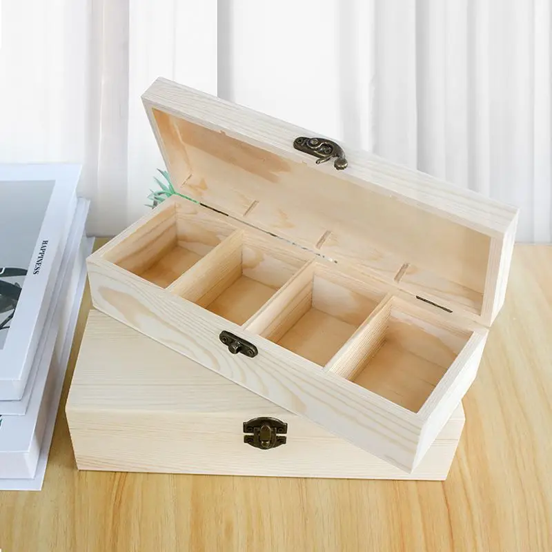 Rectangular Wooden Storage Case With Locking Clasp Jewelry Gift Keepsake Box for Home Storage Crafts DIY
