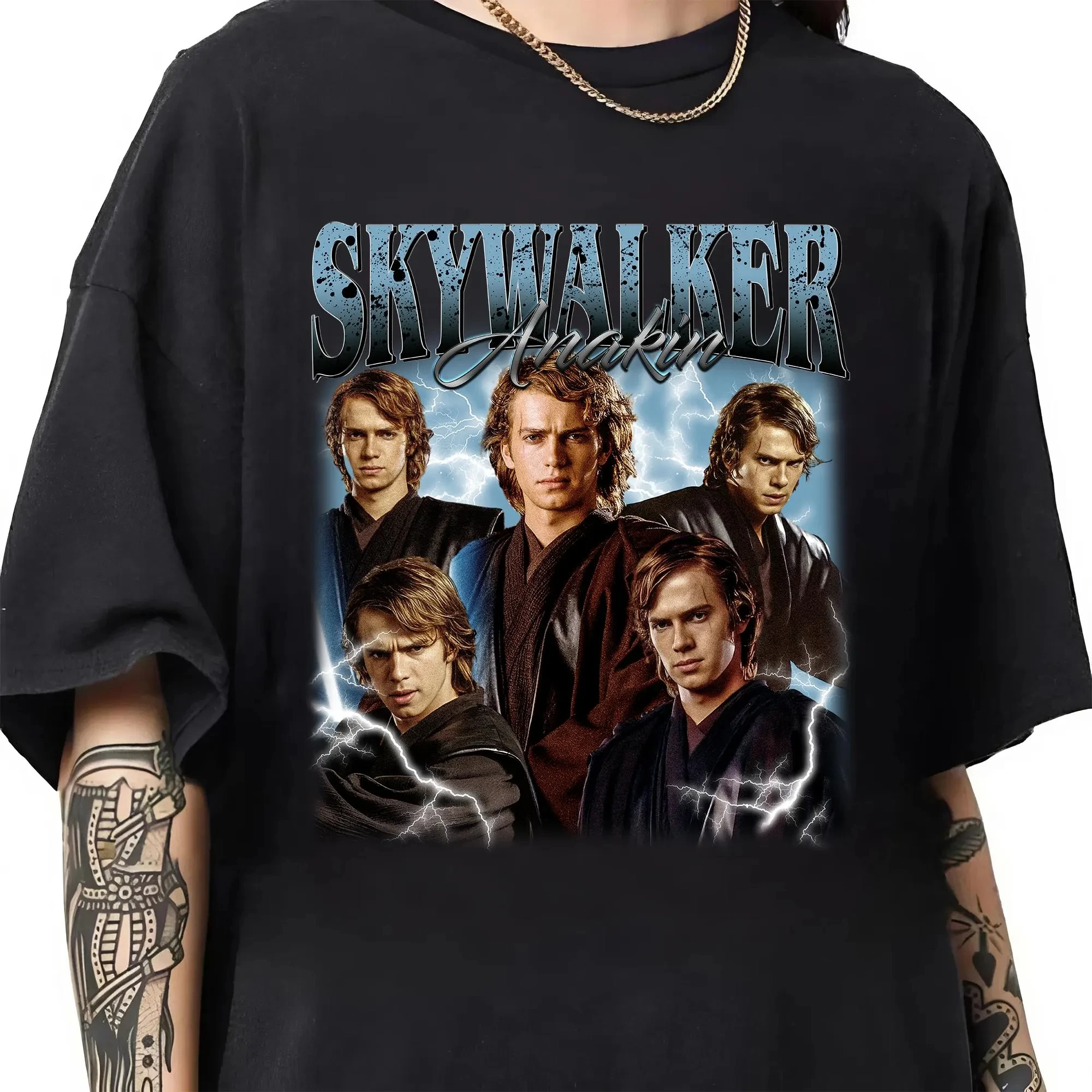 Anakin Skywalker Vintage Graphic T Shirt StarWars Homage Shirt Anakin Skywalker Bootleg Rap Shirt Graphic Tees for Women Trendy