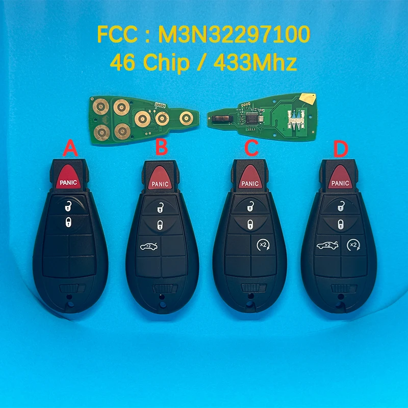CN087014 Aftermarket 3/4/5 Button Smart Remote Key 46 Chip 433Mhz FCC M3N32297100 For D-odge Dart 2012-2016