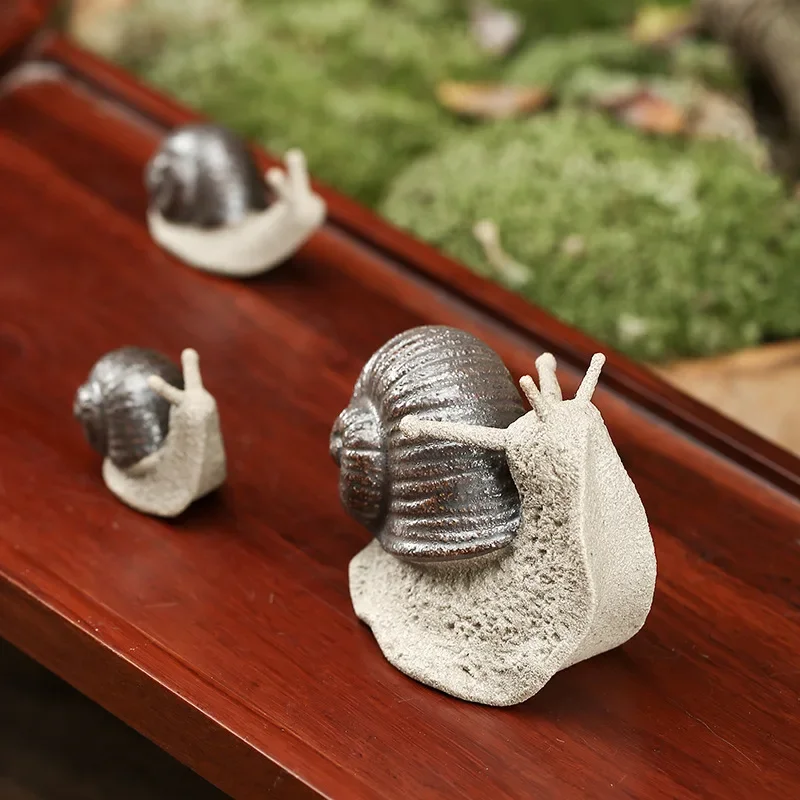 Tea Pets Snail Ornaments Succulent Flowerpot Simulation Ceramic Crafts Jewelry Home Garden Decoration Figurines & Miniatures