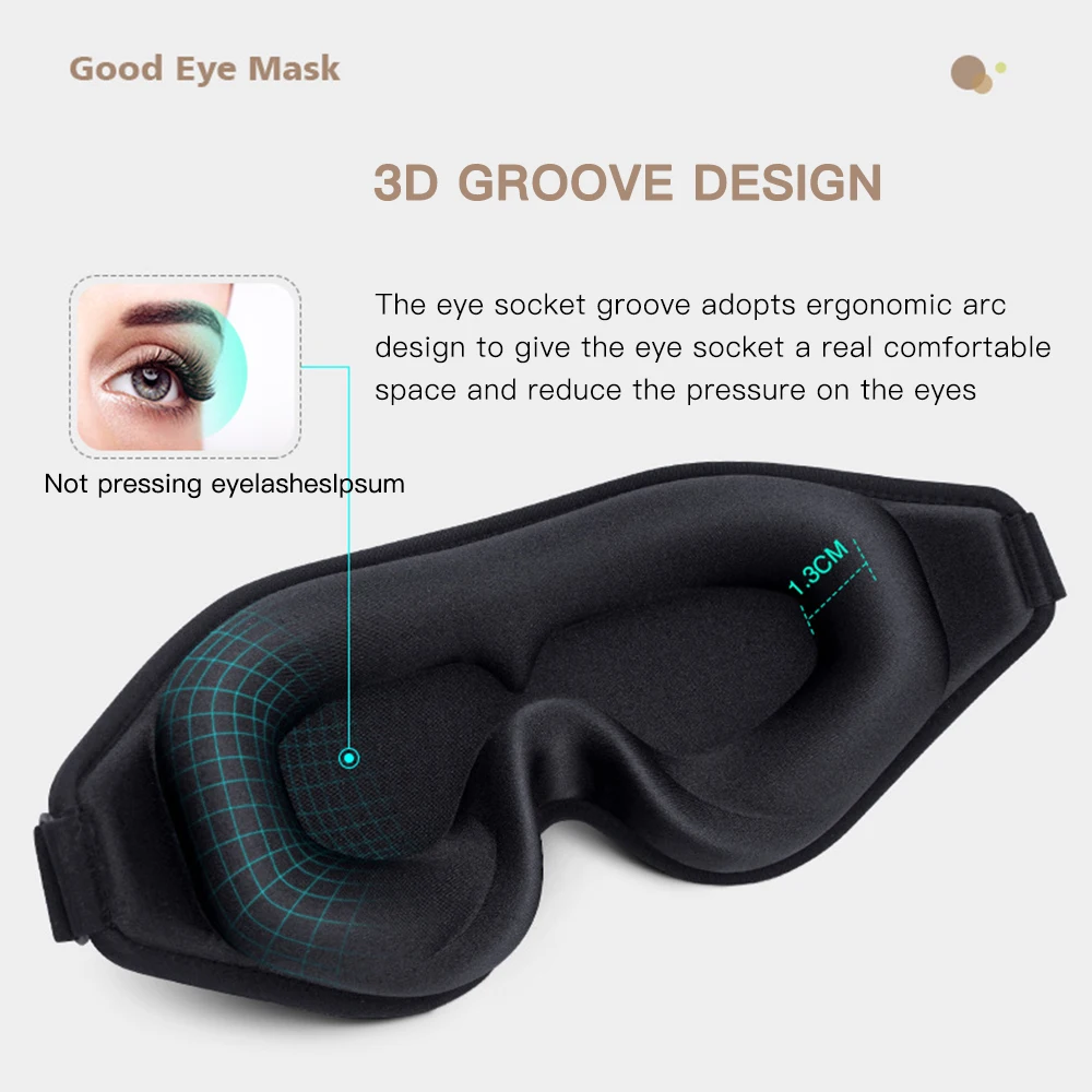 3D Sleep Mask Blindfold Sleeping Aid Eye Mask Soft Memory Foam Face Mask Eyeshade 99% Blockout Light Slaapmasker Eye Cover Patch