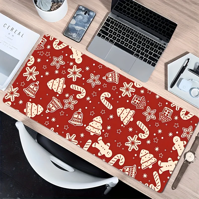 

Рождественский тематический удлинительный коврик для мыши, резиновый противоскользящий коврик для компьютера, ноутбука, настольные коврики, толстая клавиатура, аксессуары для ПК, кромка блокировки