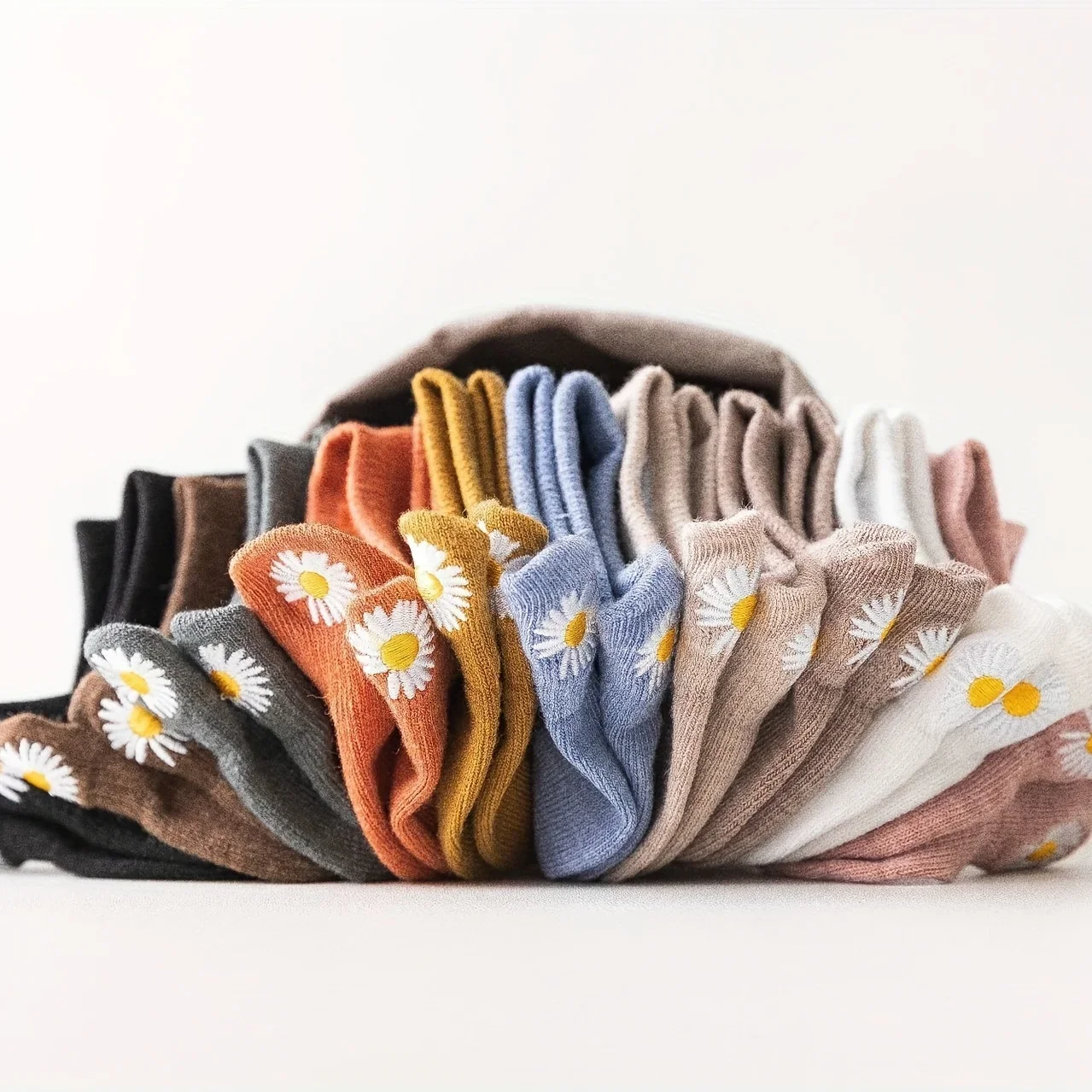 

10 Pairs Floral Embroidery Socks, Soft & Lightweight Low Cut Ankle Socks, Women's Stockings & Hosiery