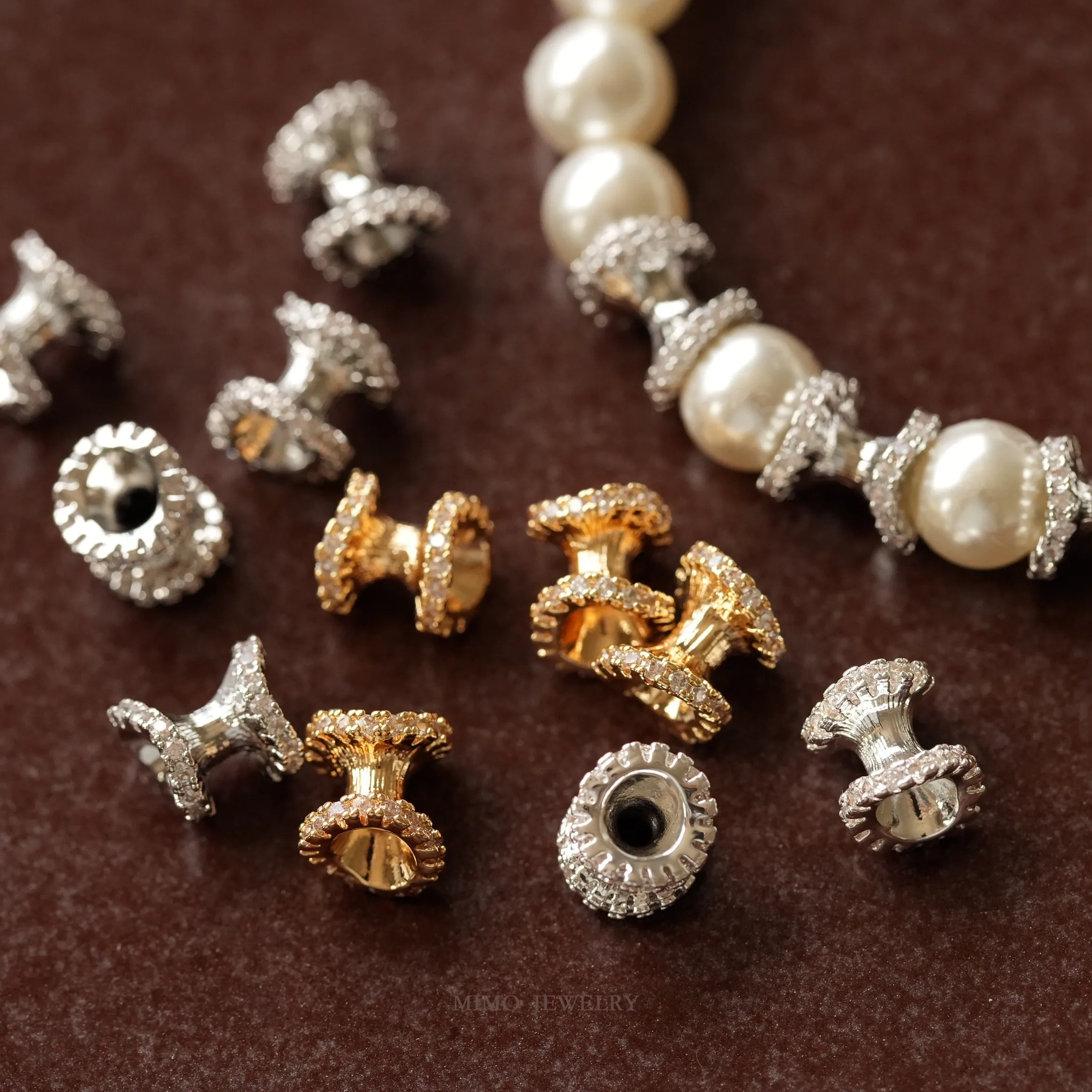 Zircon Skirt Edge Flower Bed Irregular Bead Separation Design Charms Pendant Supplies DIY Hand Brass Gold Plated Accessories