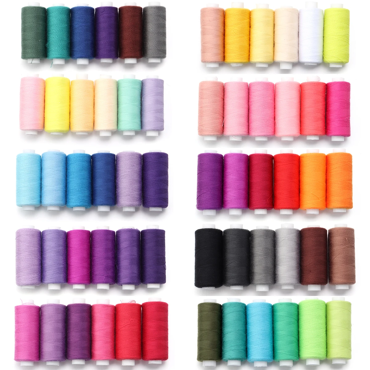 6pcs Axis Mounted Household 402 Needle Colored Polyester Thread Sewing 400 Yard Each Spool DIY Crafts Embroidery Durable Thread