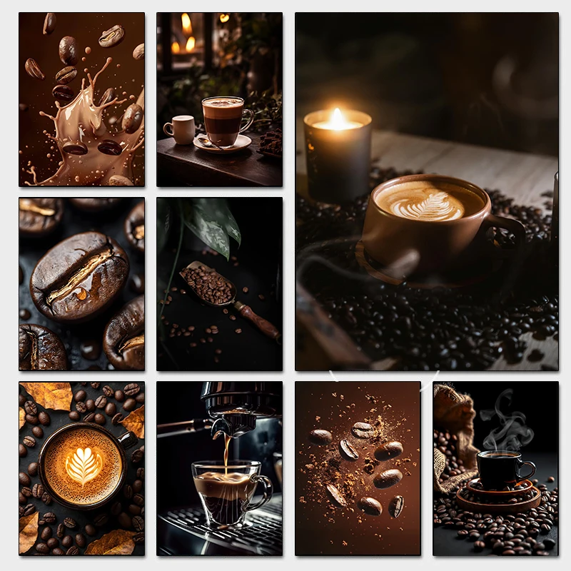 Coffee Bean - Kaffeetasse und Kaffeebohnen Fotografie-Poster Köstlicher Kaffee