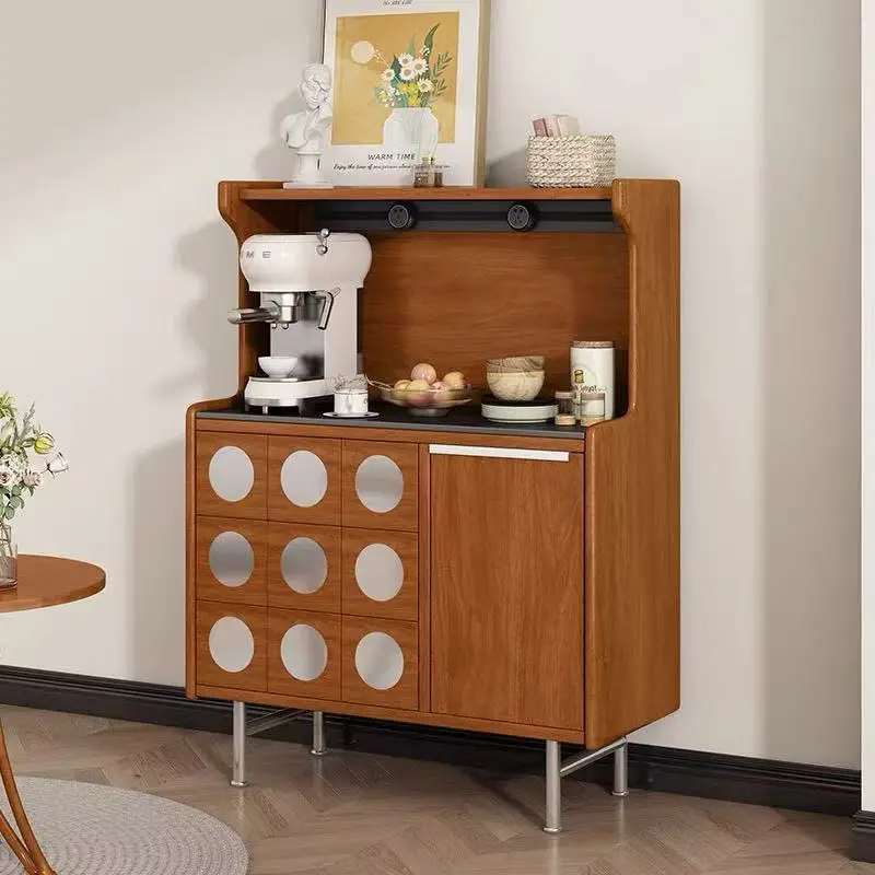 Solid wood medieval dining side cabinet integrated retro tea cabinet locker