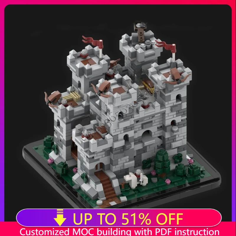

1731PCS MOC Medieval Castle Building Block Model Fort Micro A Medieval Castle Diorama in Microscale Brick DIY Set Toy Child Gift