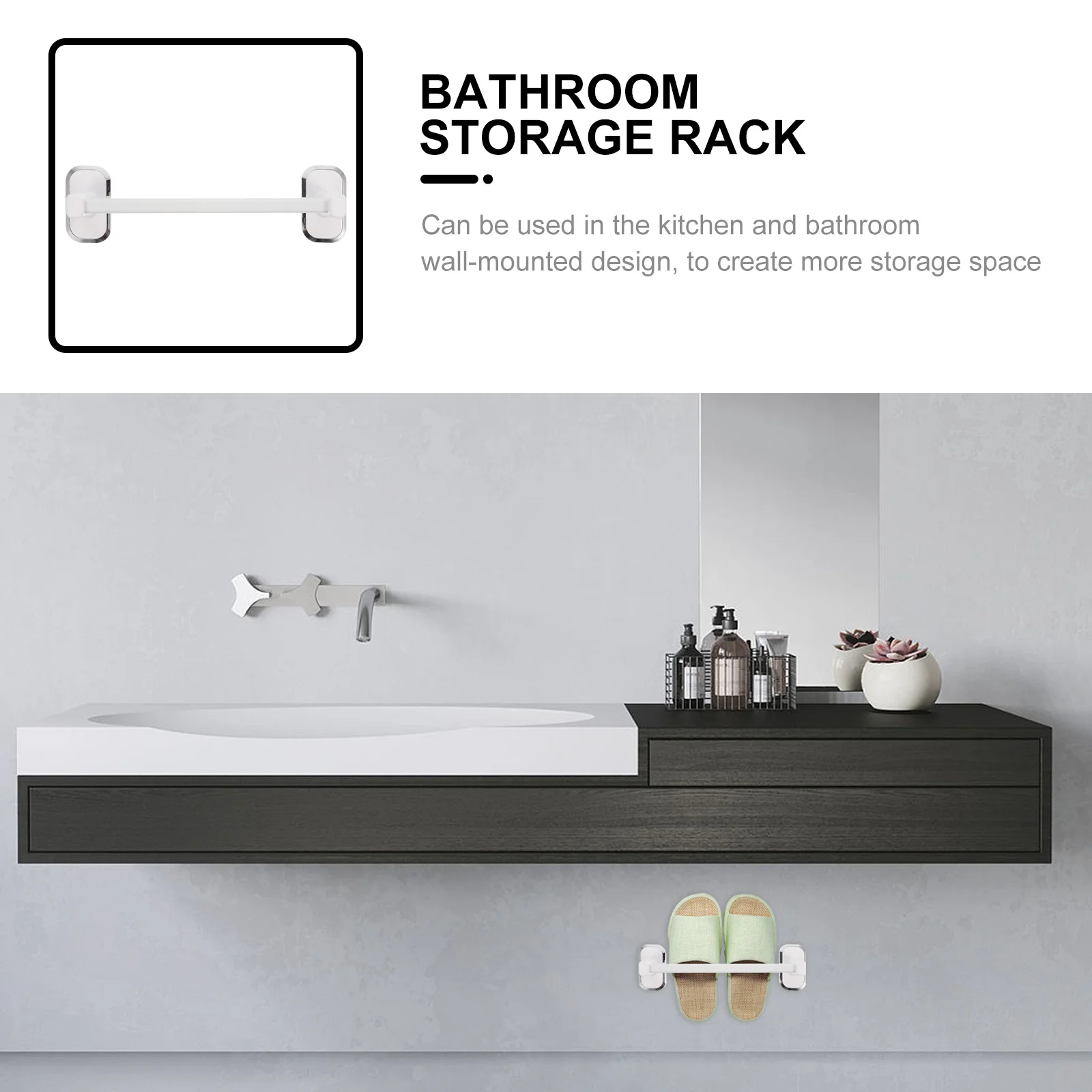 

Slippers Rack Multipurpose Wall Mounted Storage for Bathroom Kitchen Entryway Slippers Holder Towel Shelf Shoe Organizer