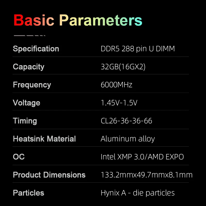 KingBank 32 Go DDR5 16 Go x 2 6000 MHz Kit de mémoire RVB noir Hynix a Die CL26 Module RAM de overclocking pour systèmes haute performance