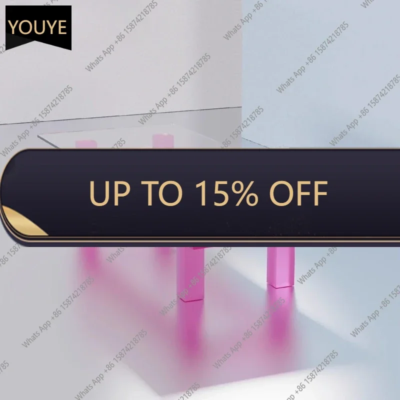B YX Designer Simple Art Acrylic Frosted Rose Red Pink Glass Coffee Table High-end Light Luxury Coffee Table