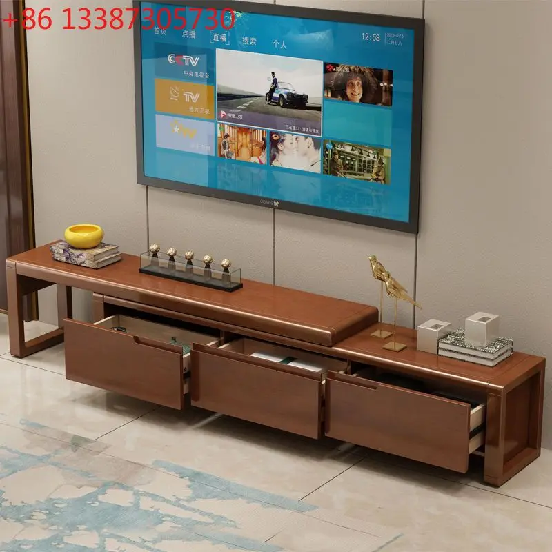 

Тумба под телевизор из массива дерева, выдвижная, эконом-класса, современная, в китайском стиле, напольная, для гостиной