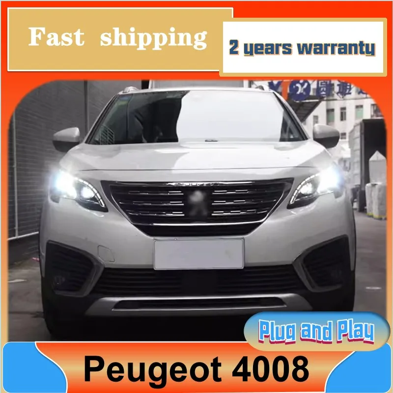 Car Styling for Peugeot 4008 Headlight 2017-2021 5008 Headlamp Upgrade DRL Turn Signal Low High Beam Projector Lens