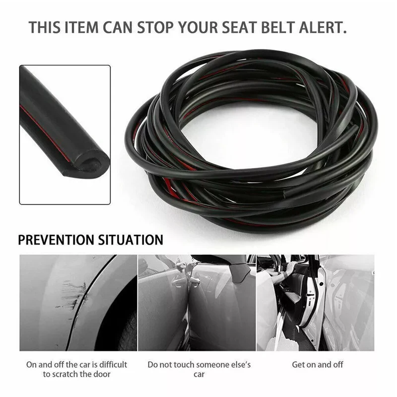 Black 16FT Car Door Edge Trim Lock Guard Rubber Seal Strip Anti-Collision Decorative Moulding Protector for Vehicle Doors