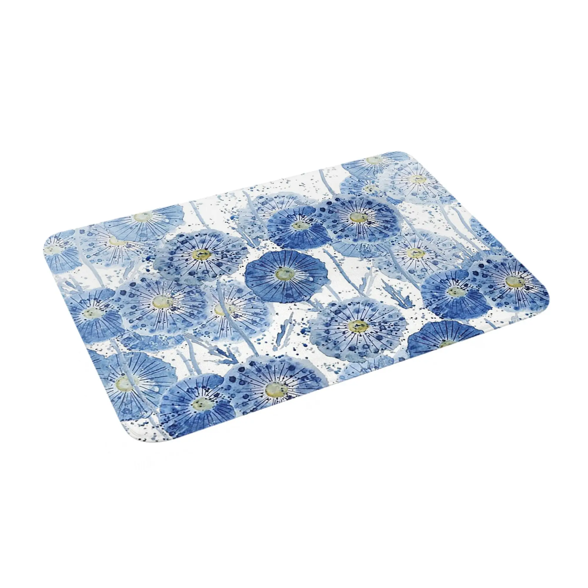 indigo dandelion pattern Non-slip Doormat Floor Mat Absorbent Mat Carpet Rug for Kitchen Entrance Home Bedroom Footpad Mats