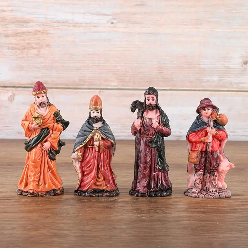 Christmas Manger Nativity Set 9X Nativity Figures For Christmas Indoor Hand-Painted Resin Nativity Figure Fade-resistant