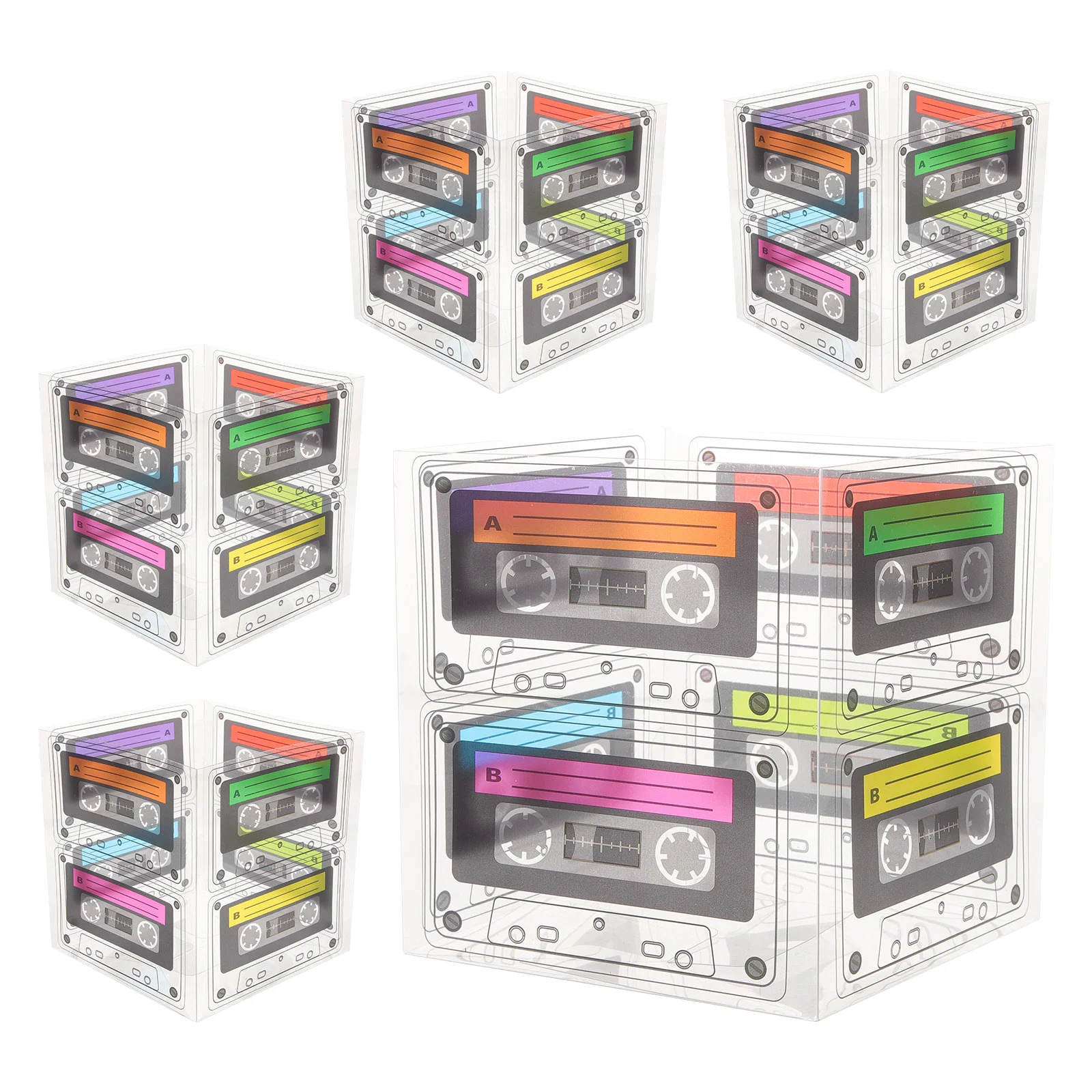

5 Pcs Party Decorations Gift Boxes Candy Favors Plastic Cookies Cassette Tape Bucket Centerpiece