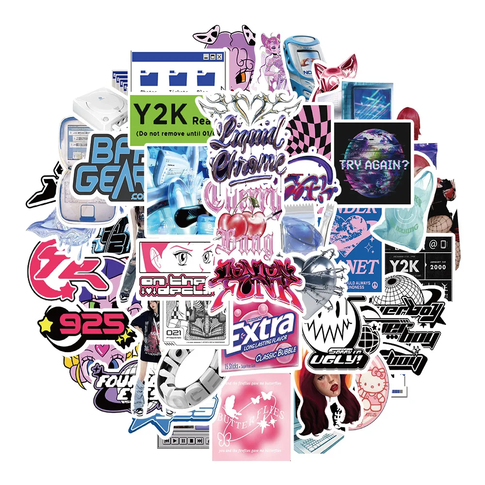 Autocollant chimgirl coeur style Y2K, graffiti pour casque, tasse, bricolage, PVC étanche, manuel, jouets personnels, vente en gros, nouveau, 10