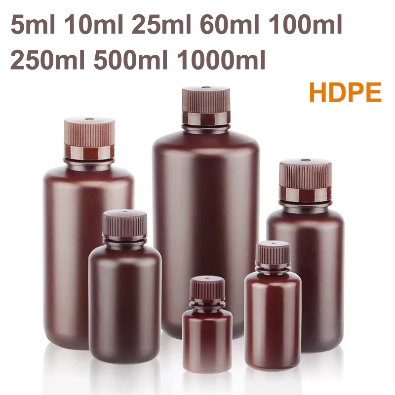 Brown Reagent Bottles Protect Form Light Bottle With Screw Cap For Liquid Reagent Empty Refillable Plastic Bottles 5ml-1000ml