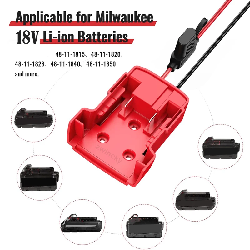 Power Wheels Adapter Conversion Kit for Milwaukee 18V Battery with Fuse Holder and Wire Harness Connector For Kids Ride-on Toy