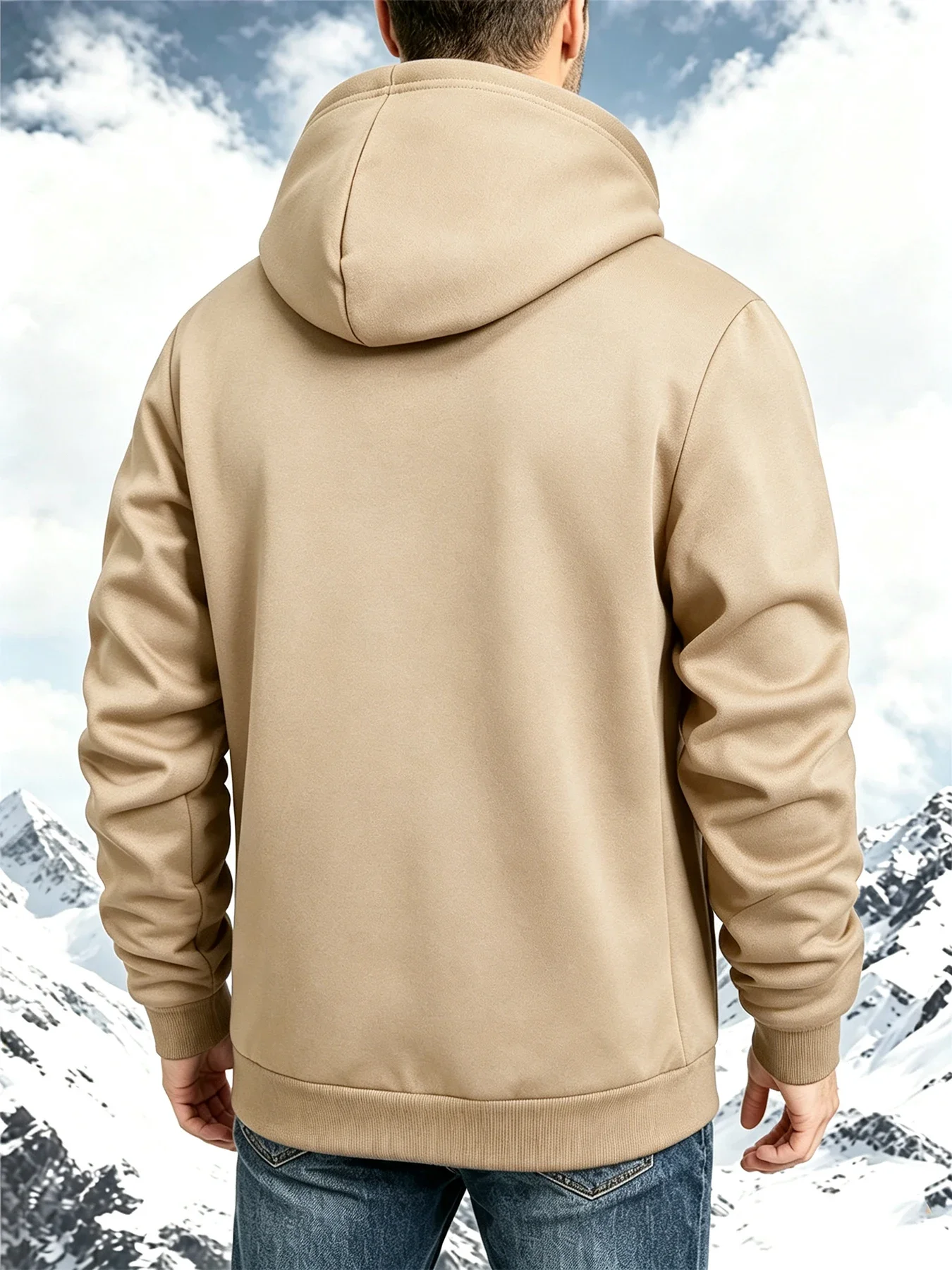 Winter Men Full Zip Hooded Coat Thick Lined Warm Hoodie Jacket Drawstring Kangaroo Pockets Daily Casual Outdoor Outerwear
