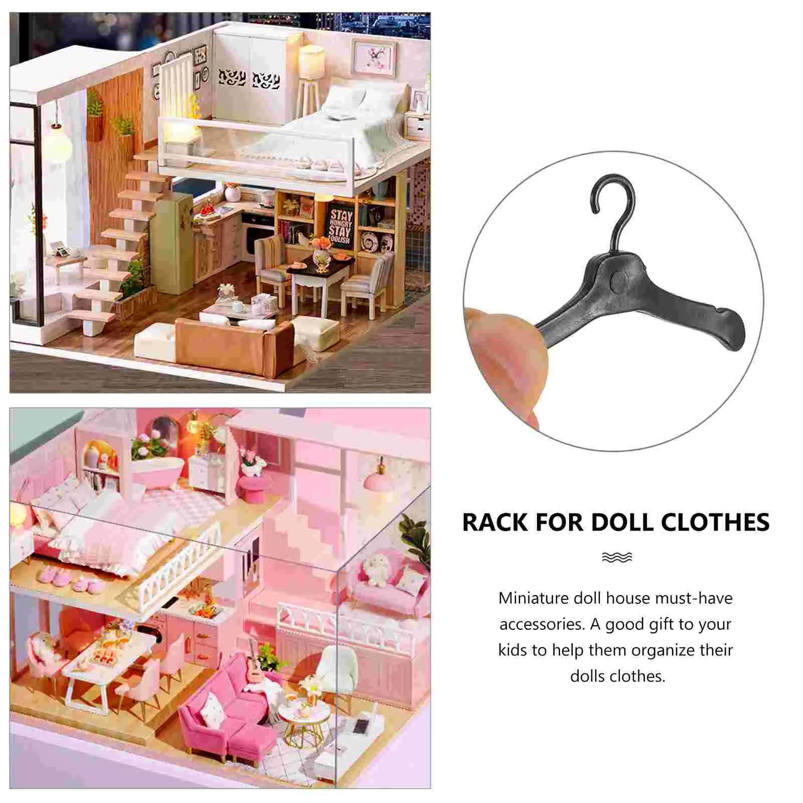 50 Pcs Hanger Clothes Display Outfit Hangers Miniature Manual House Accessories Plastic Dolls Rack