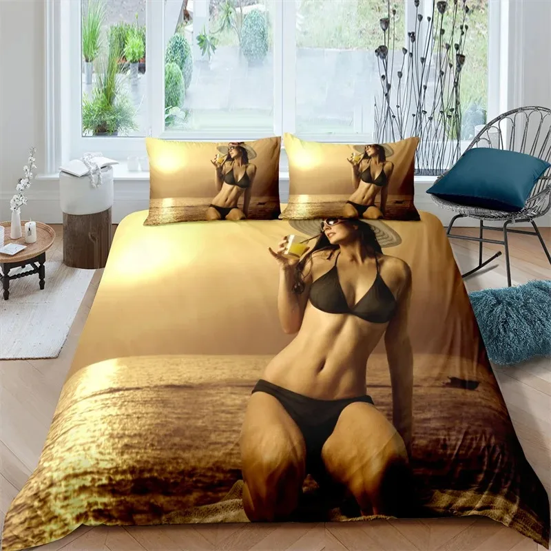

Sexy Girl Duvet Cover Fashion African Black Woman Bedding Set Microfiber 3D Comforter Cover