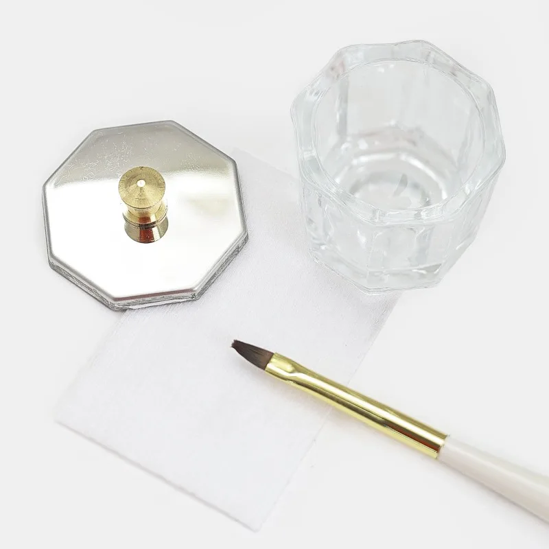 1 قطعة جديد كريستال زجاج مسمار كوب مجموعة الاكريليك الصغيرة مثمنة مسحوق السائل مسمار كوب فرشاة الأظافر تنظيف السلطانية مجموعة أدوات مانيكير