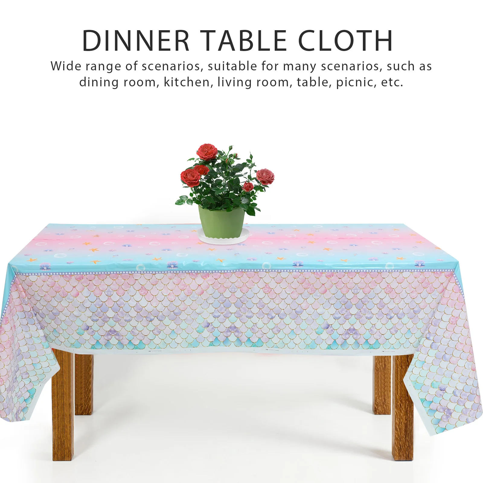 

Fish Scale Disposable Plastic Mermaid Cover Large Size Disposable Table Cloth Birthday Rectangle Table Cloth