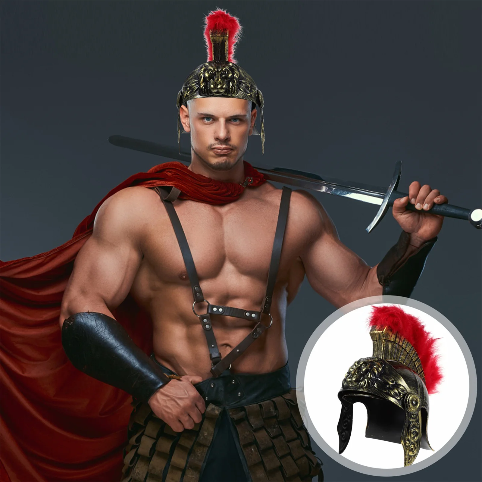 Samurai Hat Costume Roman Soldier Apparel Gladiator Men Adults Plastic Child