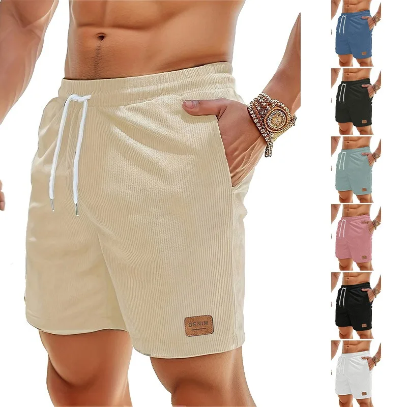 

Лето 2025 г., однотонные вельветовые спортивные шорты, мужские модные свободные повседневные шорты Para Hombre, модные уличные шорты, мужская одежда