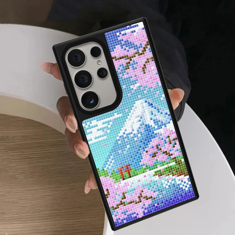 

Creative Sakura Mount Fuji Mirror Surface Magnetic Phone Cover for Samsung Galaxy S23 S24 S25 S26 Ultra S26+ Plus Case