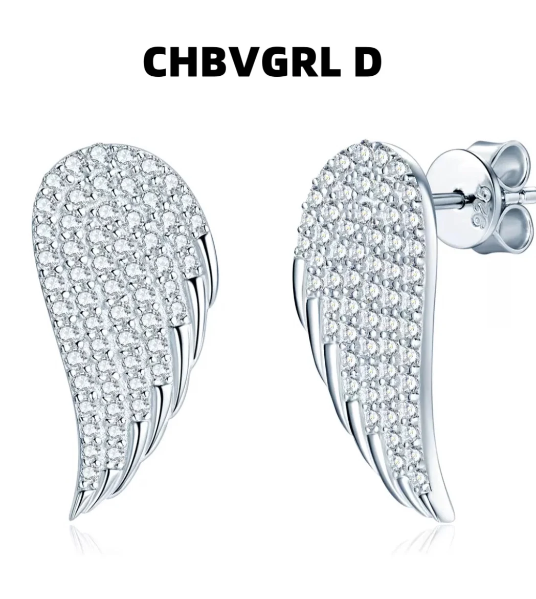 

[Angel's Wings] 925 Sterling Silver Moissanite Sparkling Double Wings Earrings Women's Unique Trendy Popular Earrings