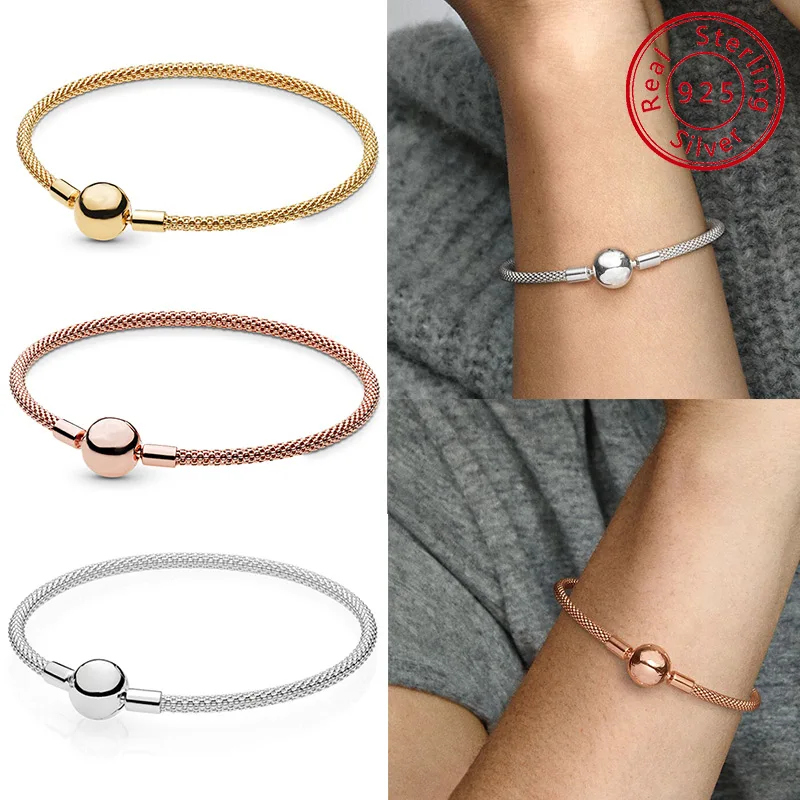 S925 silver Panjia high quality classic Moments mesh bracelet, suitable for wearing outside to attend parties and banquets