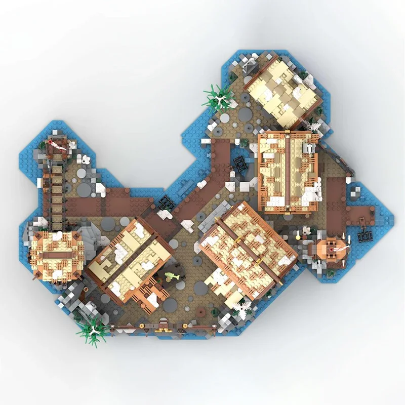 Moc Compatible 21343 casa de pueblo vikingo Medieval gran expansión bloques de construcción arquitectura juguete creativo para niños regalo