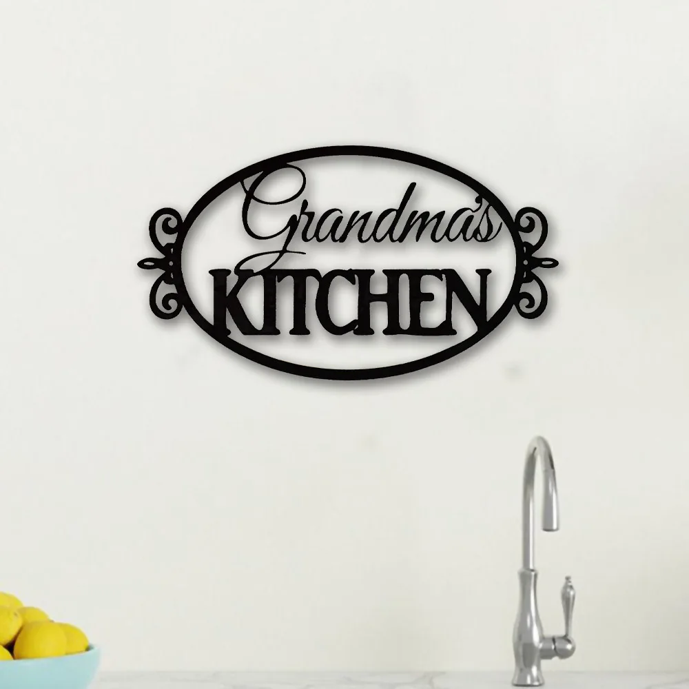 Grandma\'s Kitchen Cutout Sign Metal Wall Art Decor Family Iron Letters Hanging Decoration For Kitchen Plaque Sculptures