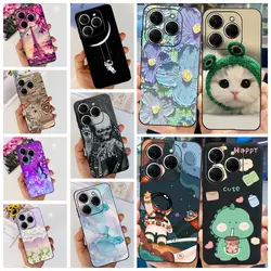 For Tecno Spark 20 Pro Case Liquid Silione Soft TPU Matte Cover Phone Mask On Spark20 20Pro 4G Luxury Pattern Cat Flower Cartoon