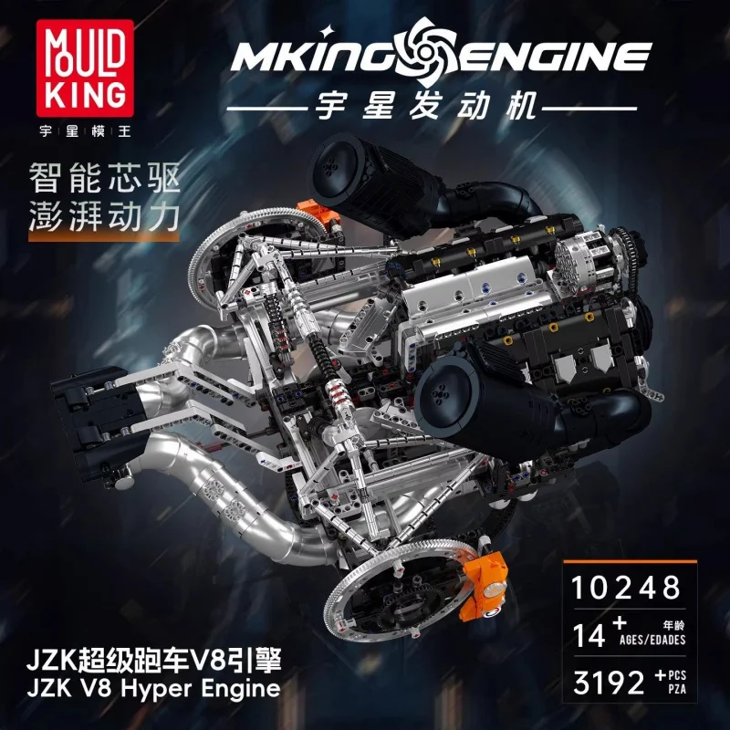 Schimmel Koning 10248 High-end Technische JZK V8 Hyper Motor Model Bouwsteen Baksteen Montage Puzzel DIY Speelgoed Jongen Kerstcadeau Kid
