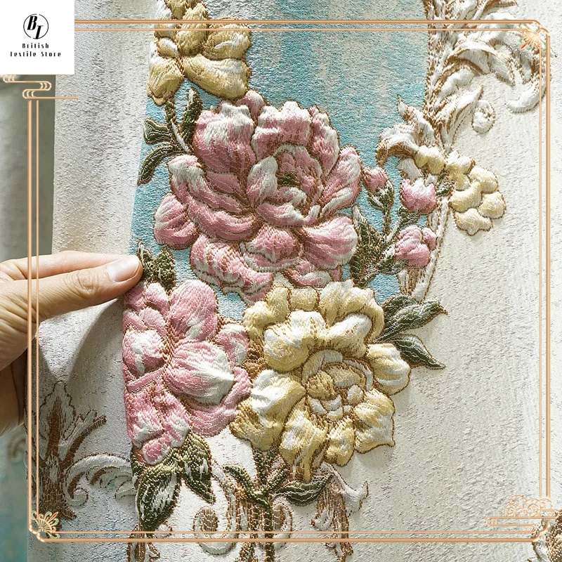

New Luxury European Jacquard High-precision High-end Embossed Blackout Curtains Living Room Dining Room Bedroom Custom Villa