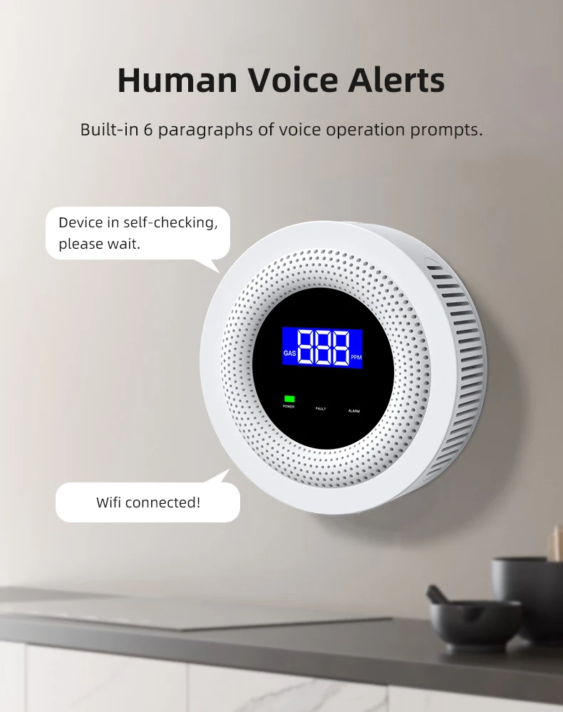 Tuya WiFi Natural Gas Leak Detector LPG Leakage Sensor Sound Alarm & 433MHz Remote Control Protection Security Smart Home