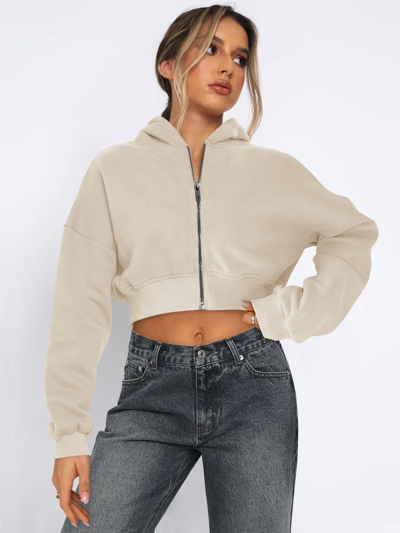 2025 Fall Winter New Arrival Women's Long-Sleeve Hoodie Zip-Up Cardigan Hooded Casual Jacket for Women Y2k Clothing Tops